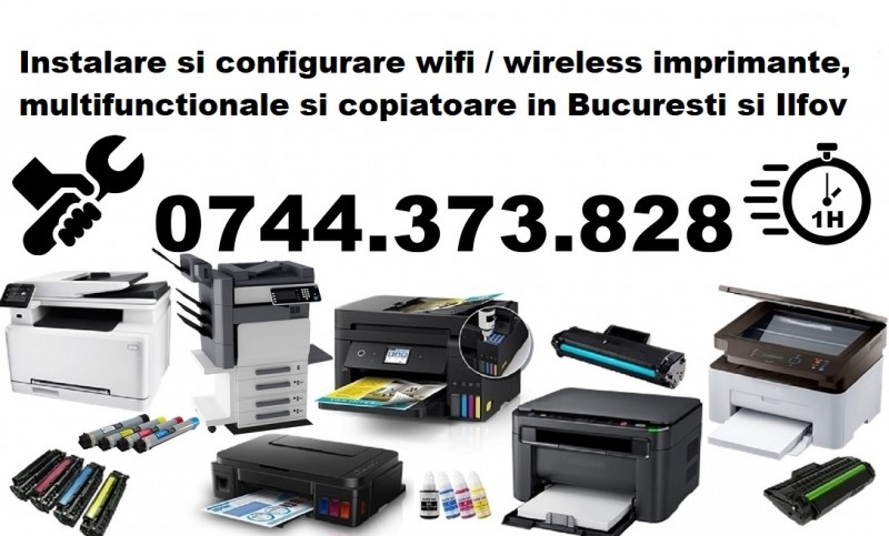 Instalare si configurare wifi / wireless imprimante, multifunctionale si copiatoare in Bucuresti si Ilfov 