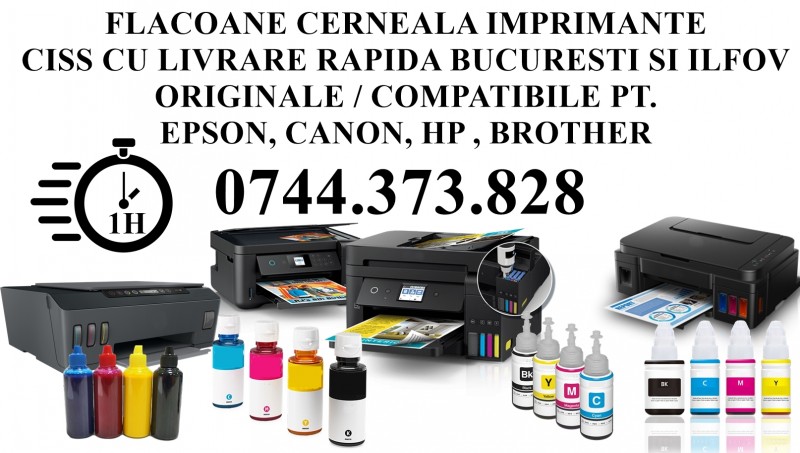 Set cerneala pt.Epson, Canon, Hp, Brother 0744373828    