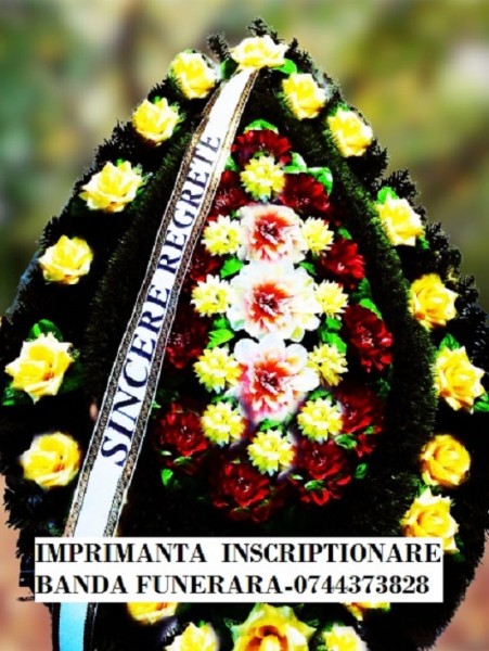 Sistem scriere panglica funerara, florala cu livrare rapida 0744373828 !