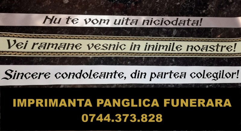 Imprimanta scriere panglica coroana funerara, pompe funebre.