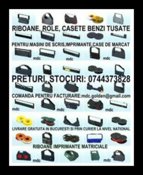 Casete cu tus pentru masini de scris 0744373828 masini de calcul si calculatoare de birou,  imprimante si pos matriciale. 