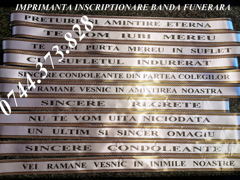 Imprimanta scriere panglici funerare florale 0744373828!.