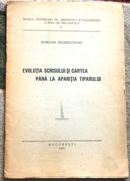 Evolutia scrisului, Aurelian Sacerdoțeanu, 1937