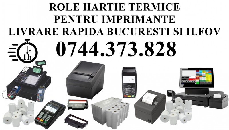 Rola hartie POS, note plata, bonuri, comenzi bucatarie, bar, vouchere, aparatura