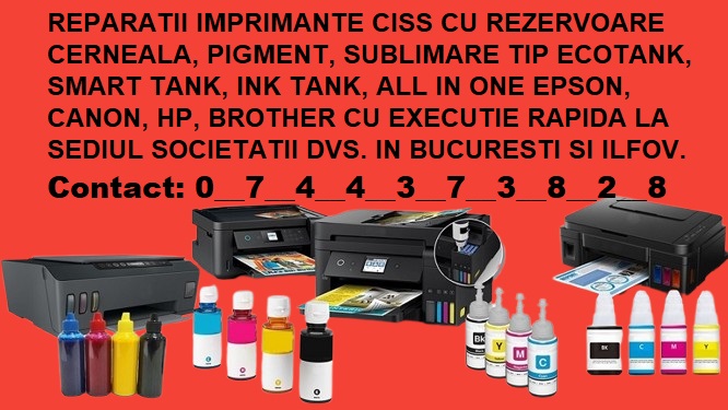 Service imprimante pentru școli, grădinițe, after school cu rezervoare cerneala ecotank in Bucuresti Ilfov !