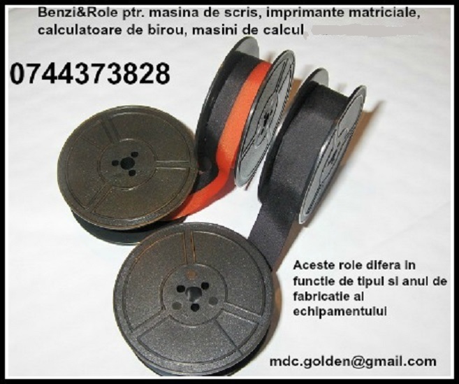 Role cu banda pentru masini de scris 0744373828,  bicolora si monocroma.