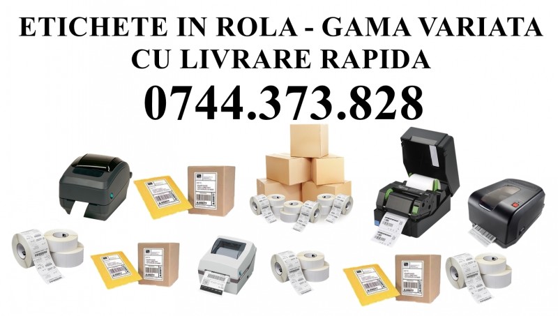 AWB etichete colete 10cmx15cm 0744.373.828                                                      Etichete in rola autoadezive termice 10cmx15cm alb mat, pentru identificare colete catre expediere.Aplicare rapida, fara plicuri de plastic, direct autoad