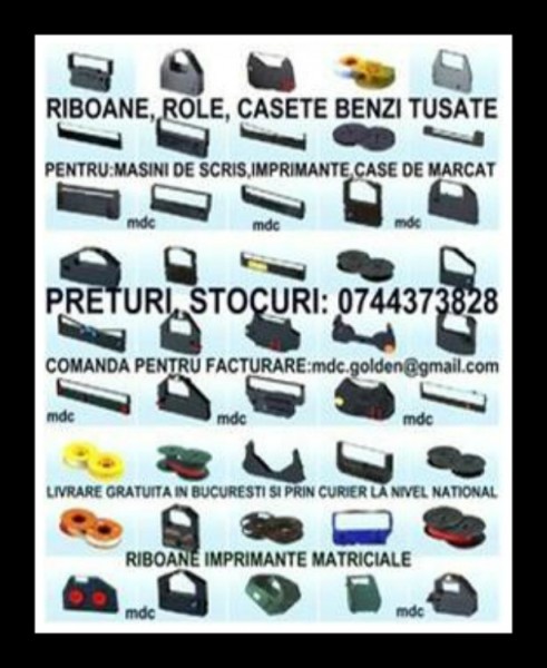 Acum Role si Riboane ptr. masini de scris 0744373828 role cu banda ptr. masini de calcul. 