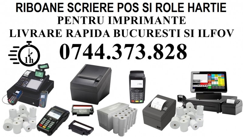 Role hartie si riboane imprimante bonuri si pos.