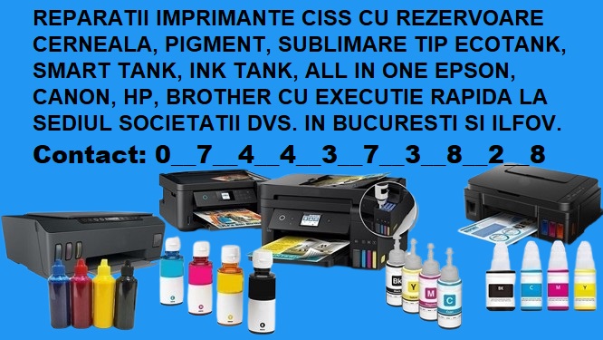 Service imprimante rezervoare inkjet in Bucuresti si Ilfov.