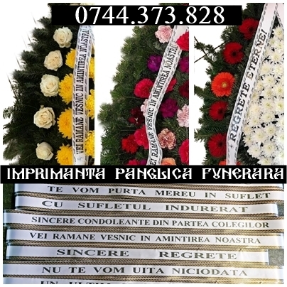 Imprimanta personalizare panglica coroana funerara, pompe funebre!