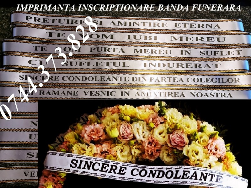 Imprimanta scriere panglici funerare sau aranjamente florale.