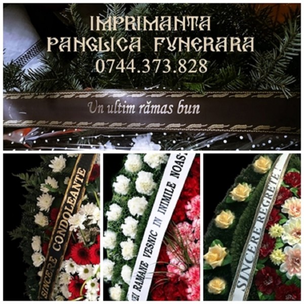 Imprimanta scriere panglici coronae lente funerare, florarii.0744373828. 