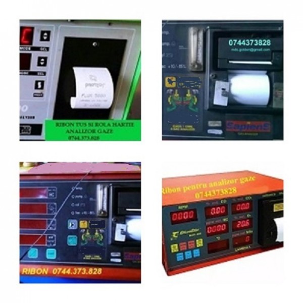 Cartuse scriere role hartie analizatoare de gaze din industria auto, a reparațiilor auto sau inspecțiilor tehnice.