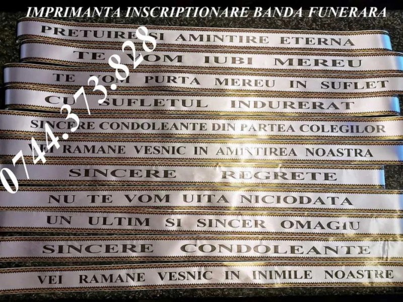 Imprimanta scriere panglici coroane funerare–calitate pt firme pompe funebre…