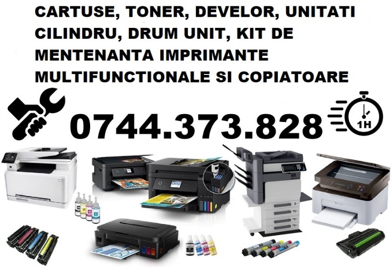Cartuse, toner, developer, unitati cilindru, drum unit, kit mentenanta imprimante si copiatoare.