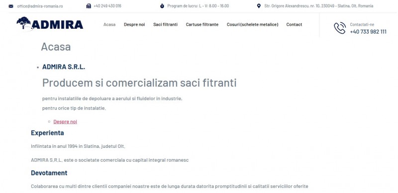 ADMIRA SRL – Soluții Profesionale pentru Depoluarea Aerului Industrial